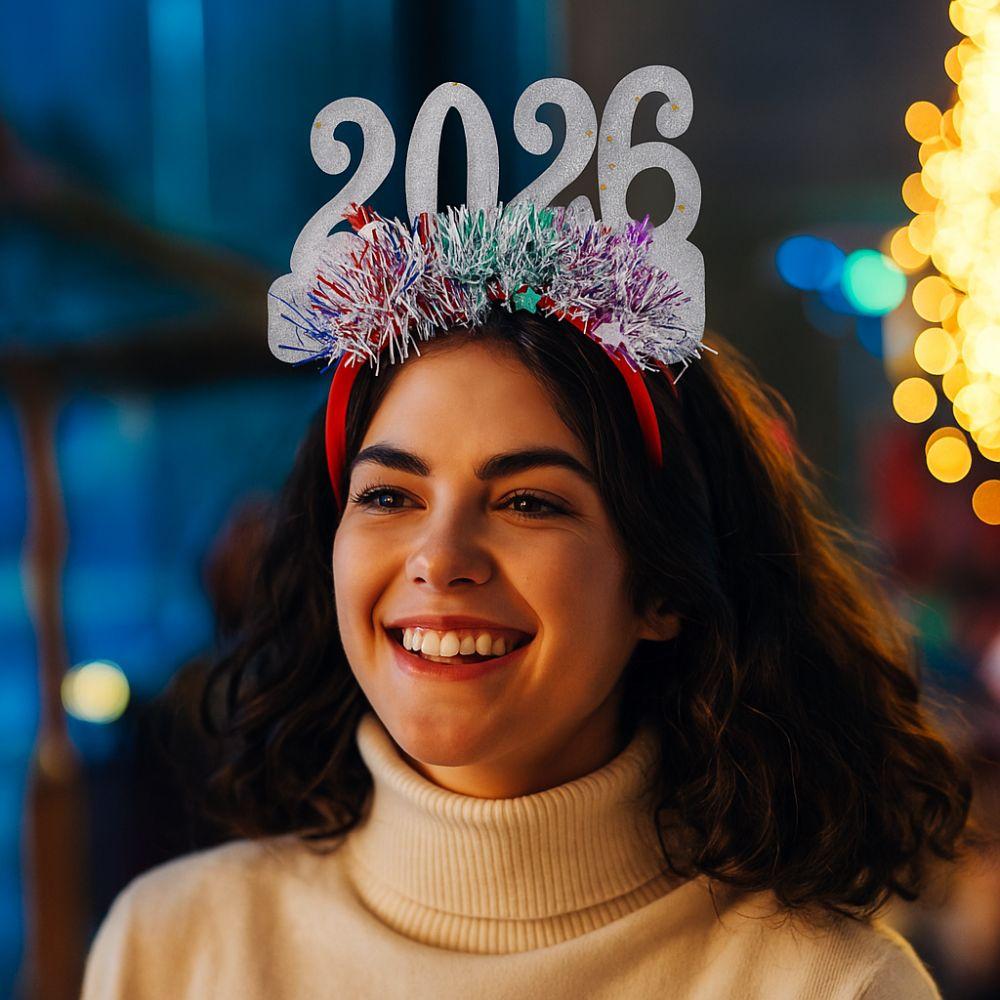 Number 2026 New Year Headbands Colorful Christmas Headpiece Glitter Headwear New Year's Eve