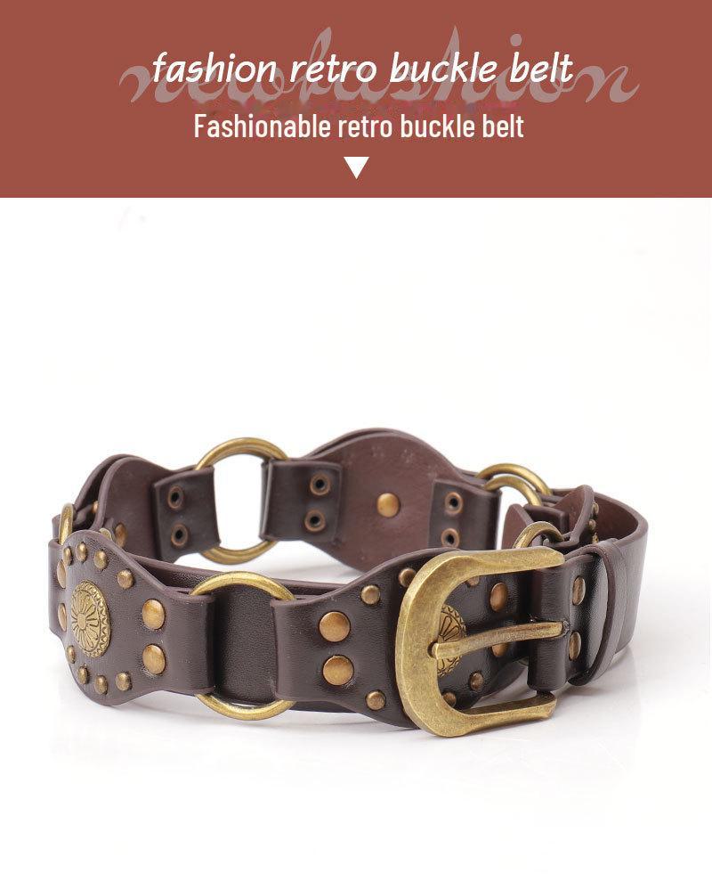 Women's Retro Alloy Cowboy Belt - Heavy Wide Decorative Accessory