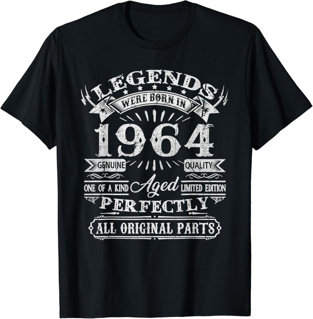 Vintage 60th Birthday Decorations Vintage 1964 60 Birthday TShirt Men Women Clothes Graphic T Shirts Unisex Summer Soft Tops
