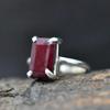 Raw Red Ruby 925 Sterling Silver Handmade Prong Set Ring Jewelry