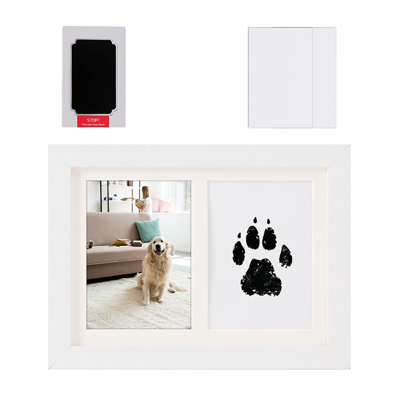 Wooden Paw Print Photo Frame, Handmade Safe Ink Pad, Dog Paw Printed Gift Kit, Commemorative Gifts