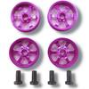 TAGATORON Medium-Diameter, Low-Profile, 6-Spoke Aluminum Wheels, Deep Rim, 20mm Diameter, Bushings Included, Set of 4 (5. Purple)