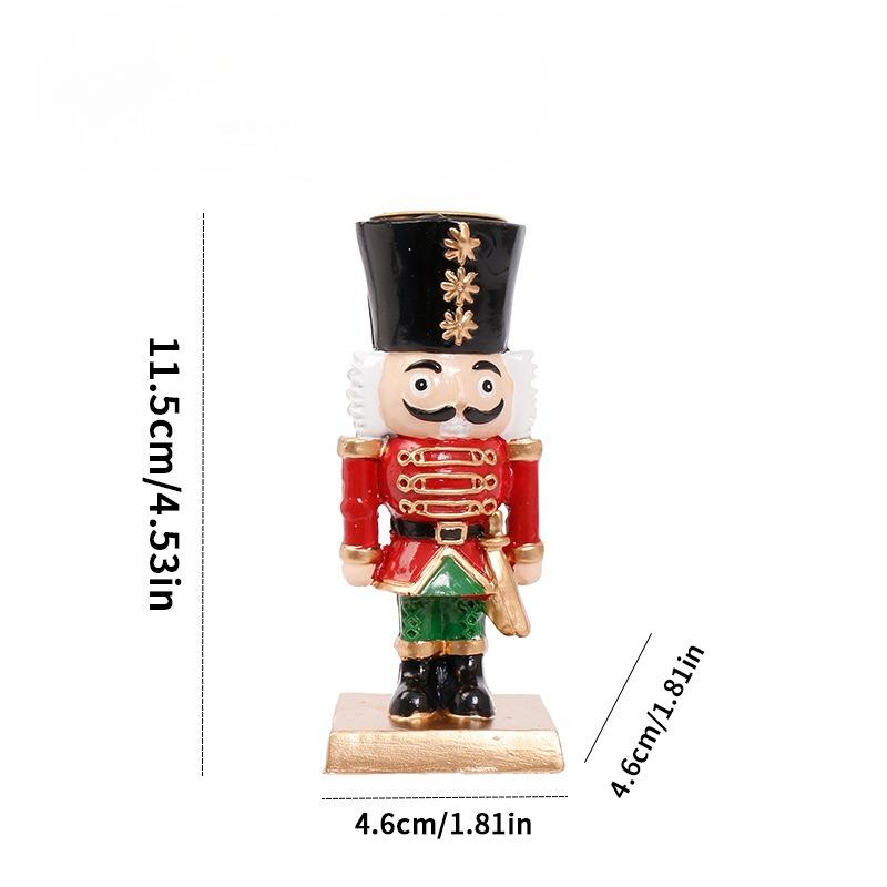 

Christmas Decorations - Nutcracker Resin Candlestick - Home Desktop Ornament Huatou Bing held a knife.