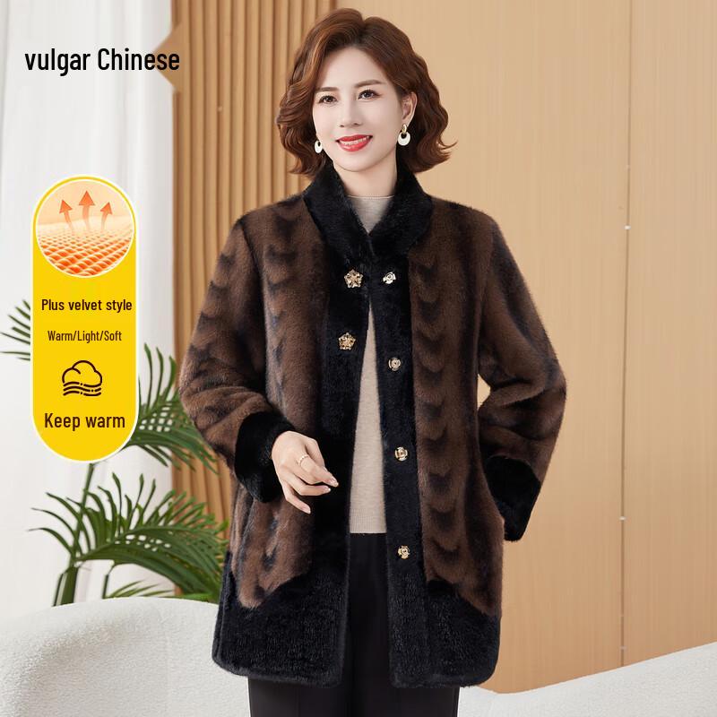 

Women s Faux Mink Velvet Stand-Collar Winter Coat 4XL