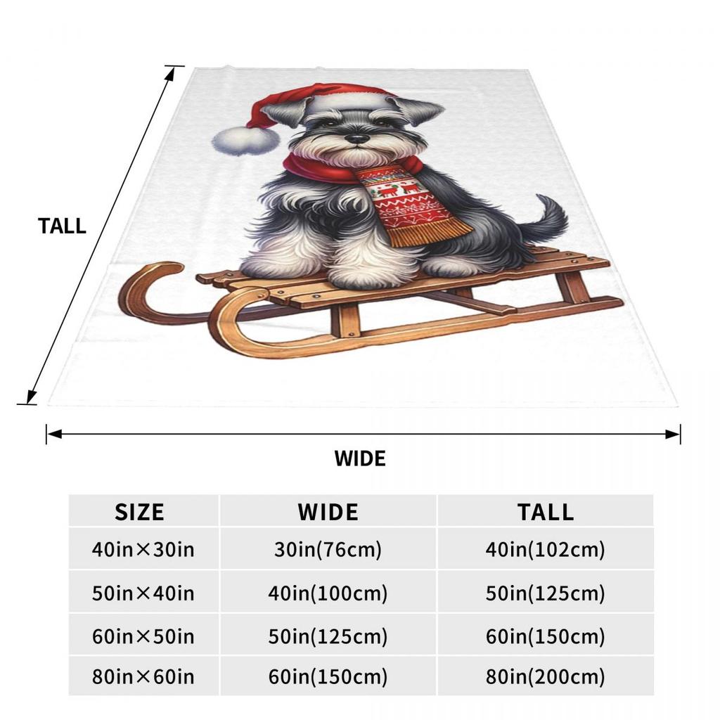 Miniature Schnauzer Dog On A Sled Blanket Soft Warm Flannel Throw Blanket Bedding for Bed Living room Picnic Travel Home Sofa