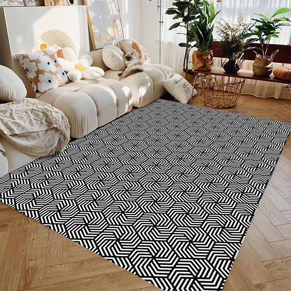 Black Geometric Kitchen Entrance Door Mat Rug Living Room Carpets Bedroom Decor Rugs Doormat Floormat Doormat Outdoor Rug