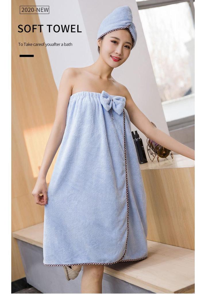 Women's Plus Size Coral Fleece Bathrobe Towel - Soft, Absorbent, No-Shed, Korean Style