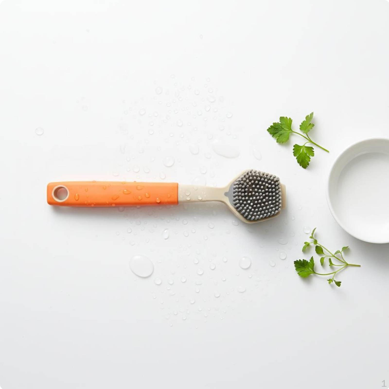 Silicone Dishwashing Effortless Cleaning to Clean Long Handle Brush Flexible Bristles оранжевый