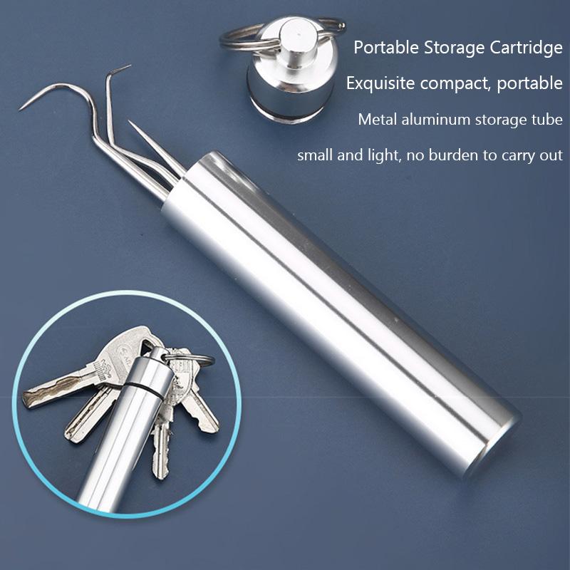 Stainless Steel Oral Cleaning Tooth Flossing Toothpick Set Portable Toothpick Floss Teeth Cleaner with Storage Tube