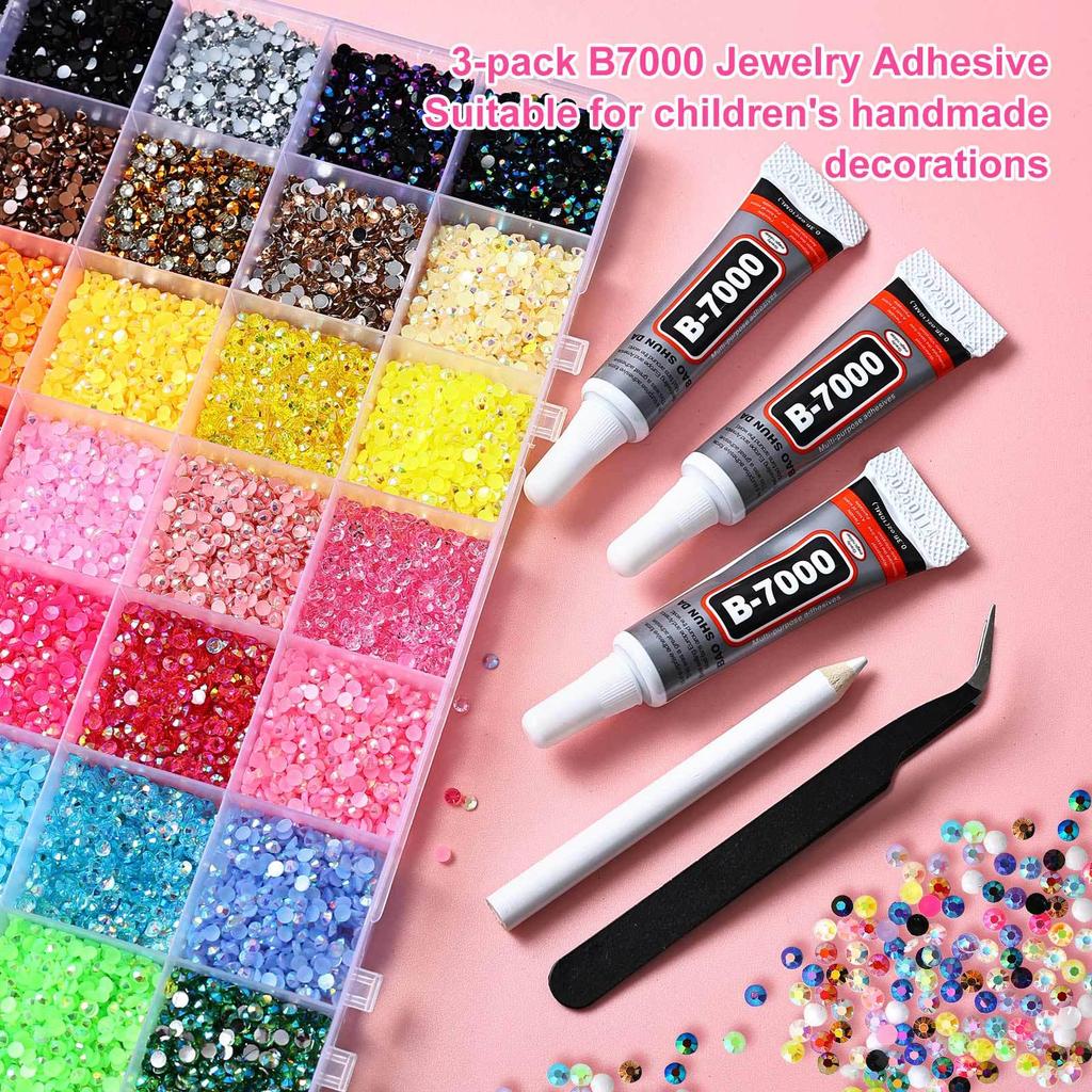 Nail Art Accessories: 40-Grids Colored Resin Flat-Bottom Jelly Rhinestones for DIY Nails, Clothing, and Phone Decoration