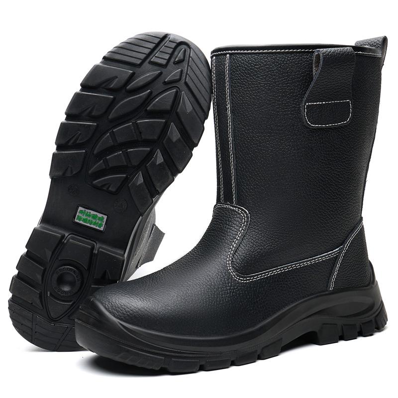 Black Leather Boots Men Steel Toe Shoes Waterproof Men Mining Boots Safety Shoes Puncture-Proof Safety Boot for Engineers Work