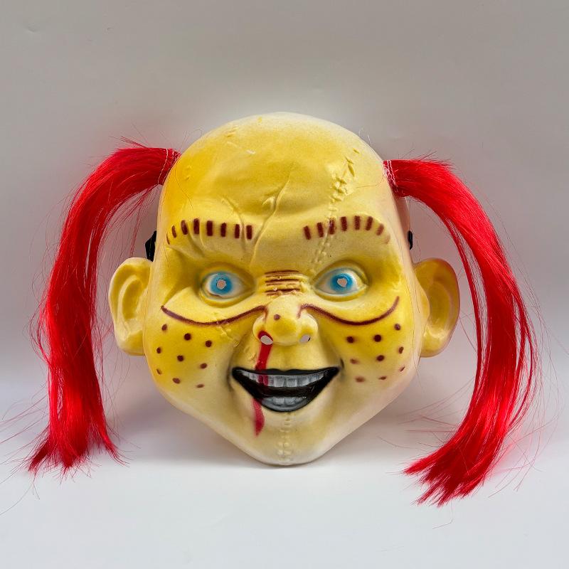 1Pcs Halloween Horror With Double Ponytail Mask Full Face Funny Terror Decoration Ghost Mask Cosplay Clown Costume Party Props