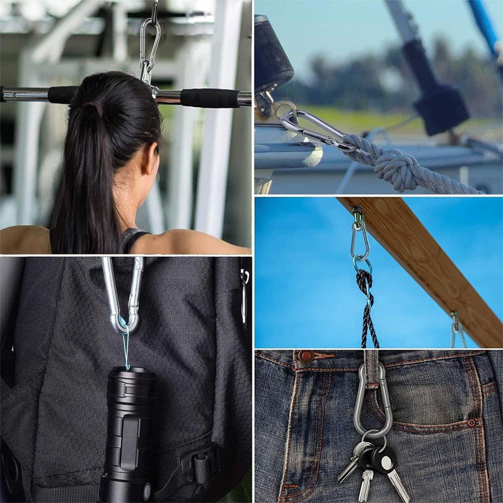 10 Peças Mosquetões 2,4" Pequenos Grampos de Pressão Fivela de Link para Chaveiro Mosquetões de Travamento Links Rápidos para Corrente Clips de Aço Inoxidável 304