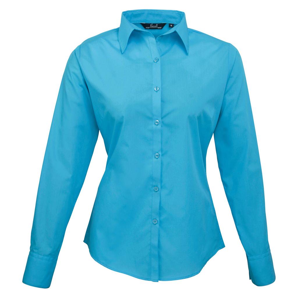 Premier Womens/Ladies Poplin Long-Sleeved Blouse