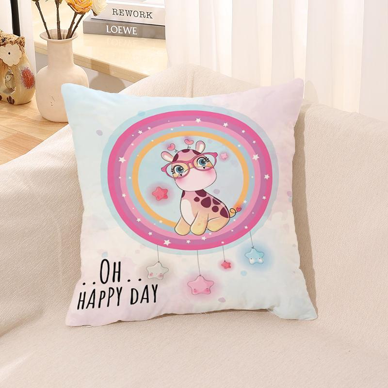 Cute Animal Pillowcase  for Sofa Car Square Cushion Suite Room Anime   Body Cover
