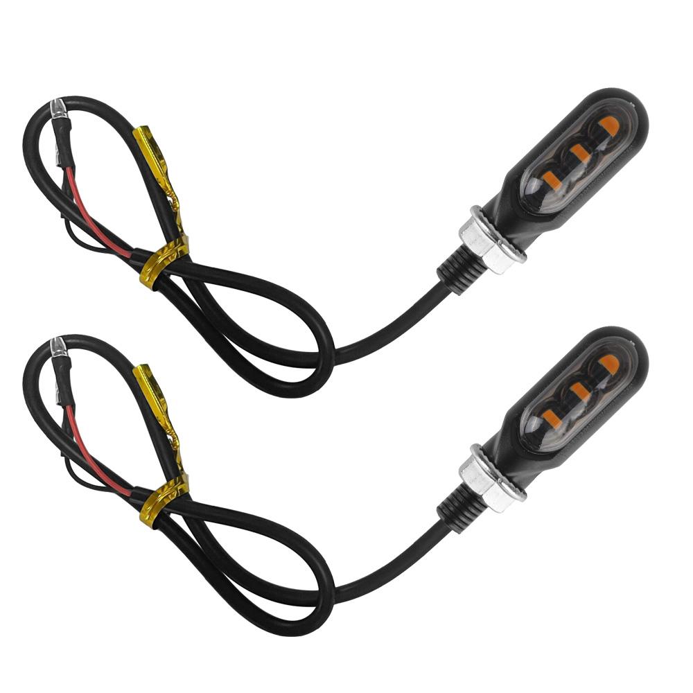 3SMD LED 12V 3000K 1200LM Tail Lamps Yellow Lights M10 Screw Motorcycle Turn Signal Lights Flashing Universal Mini Blinker