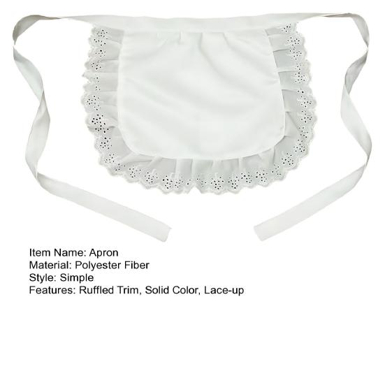 Maid Cosplay Apron Girls Ruffled Waist Apron Kitchen Costume Solid Color Fancy Dress Half Apron Cosplay Outfit Accessory