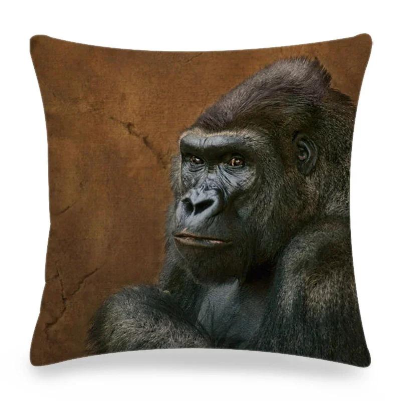 Funny Wild Animals Pattern Decor Cushion Cover 45x45cm Bear Eagle Fox Printed Linen Pillow Cover Home Decor Pillowcase for Couch