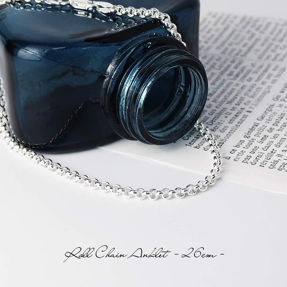 Shinjuku Gin No Kura Silver 925 Roll Chain Anklet, 26cm, Men's Silver, Ankle, Foot, Summer, Beach, Simple Chain