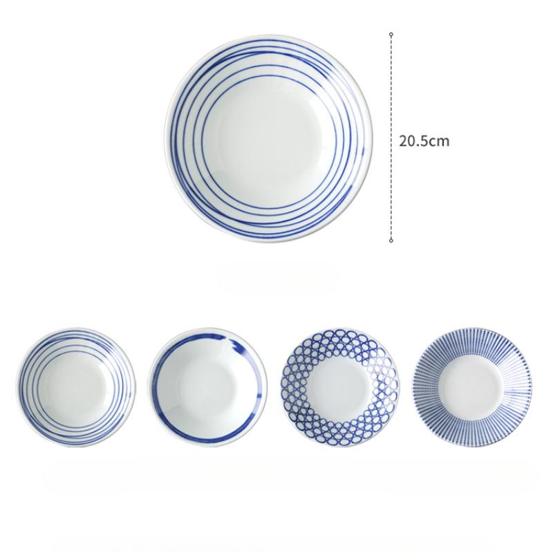 1pc Japanese Style High Temperature Underglaze Color Ceramic Dish, Round Hand-painted Porcelain Tableware for Home Restaurant 4 Style