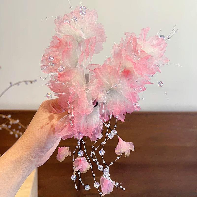 Flower Hair Clips Forks Chinese Hanfu Hair Accessories for Women Hairpin Fork Handmade Vintage Wedding Hair Jewelry Retro Crowns for Girl and Women