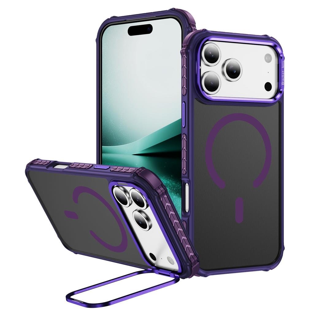 For iPhone 17 Pro Max Case with Lens Kickstand Matte Phone Back Cover Compatible with MagSafe