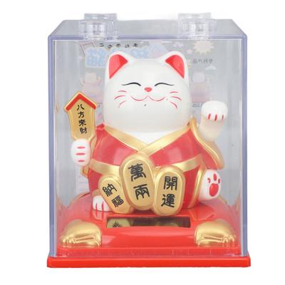 Solar Waving Cat Vivid Lovely Auto Waving Arm Fortune Cat Statue for Car Dashboard Window