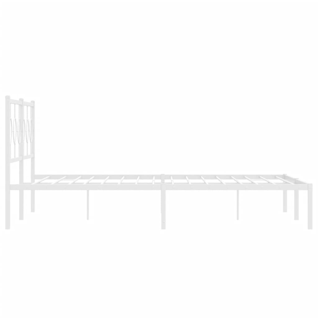 Metal Bed Frame with Headboard White 183 x 213 cm