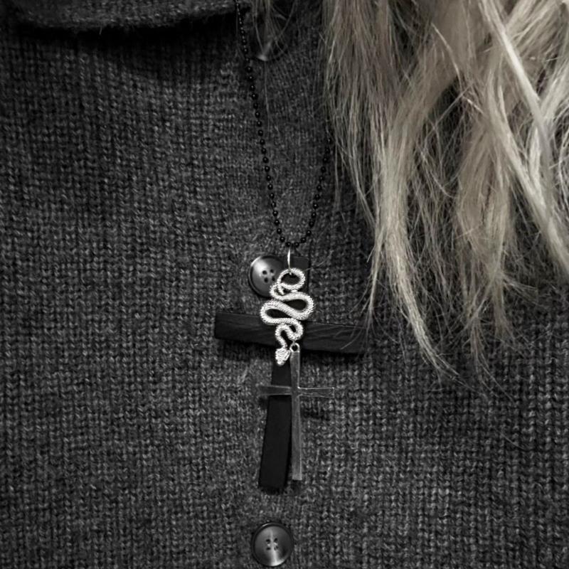 Unisex Crosses Charm Pendant Necklace with Sturdy Glass Special Gifts Accessory for Religious Occasions Daily Use