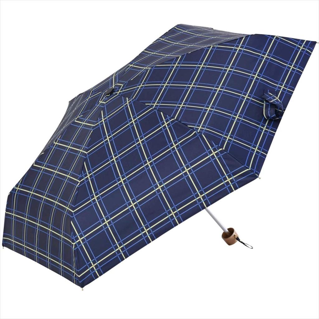 Nifty Colors Folding 50cm Umbrella, Light-Blocking Check, 5-Tier Mini, Navy,