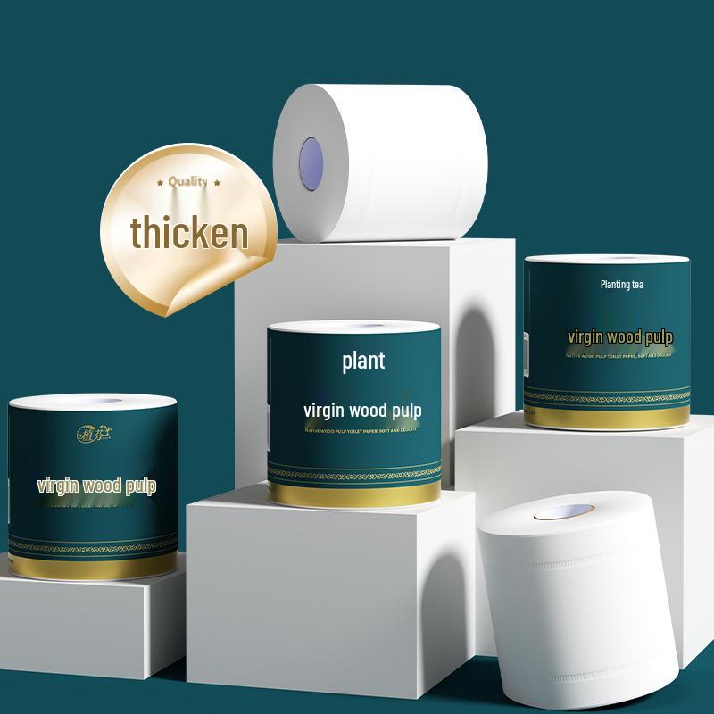 Zhi Fen Large Core Toilet Paper Rolls - Wood Pulp, Economical Pack for Dorms and Homes