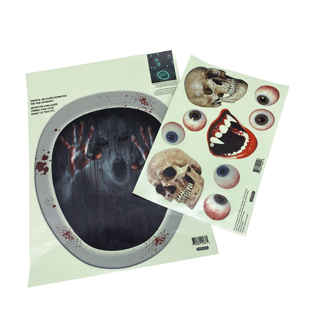 

2 шт. Хэллоуин светящиеся наклейки на крышку унитаза страшные наклейки на стену DIY ужасы ванная комната домашний декор для вечеринки чёрный