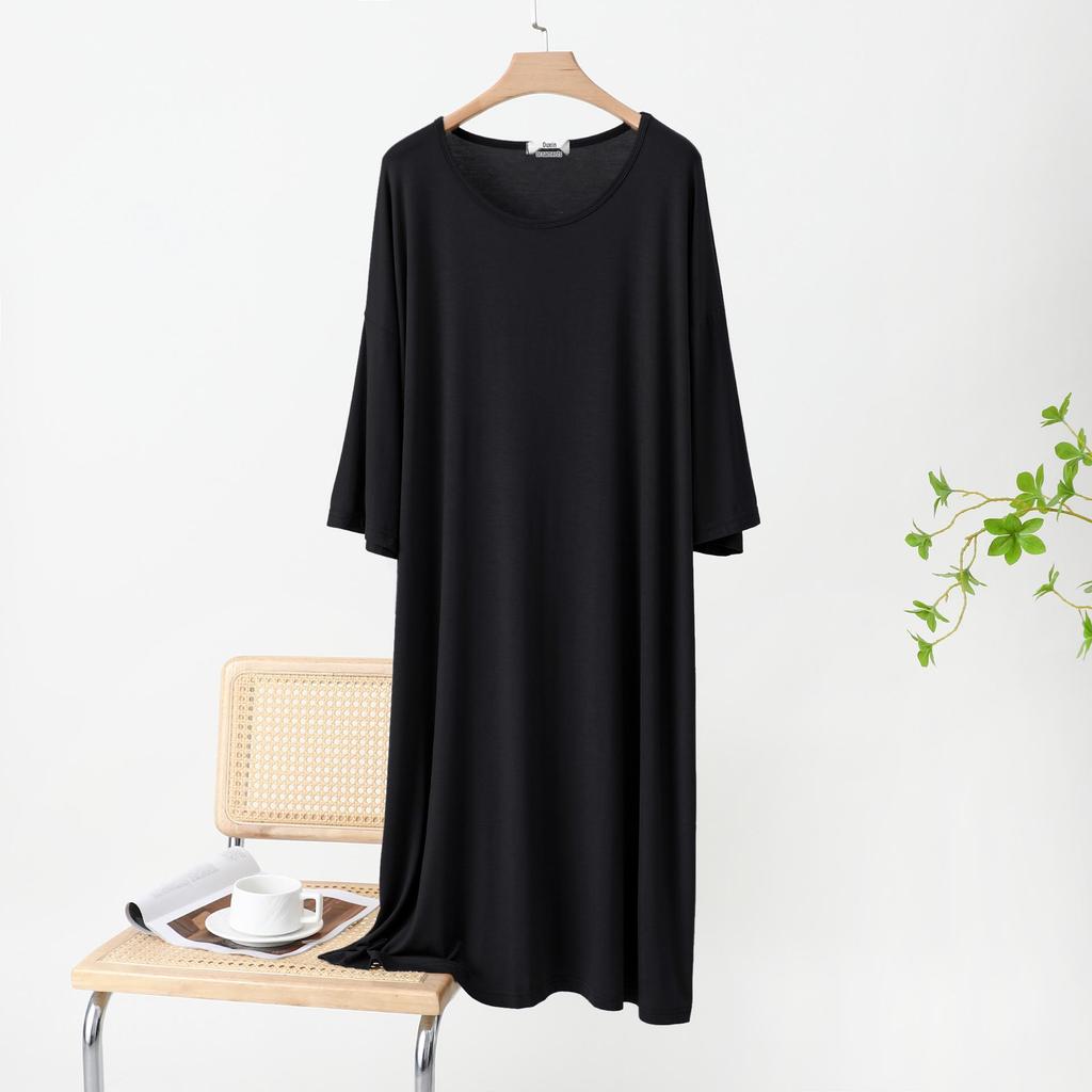 2025 Summer Women's Plus Size Cotton Thin Loose Round Neck Home Dress for Maternity