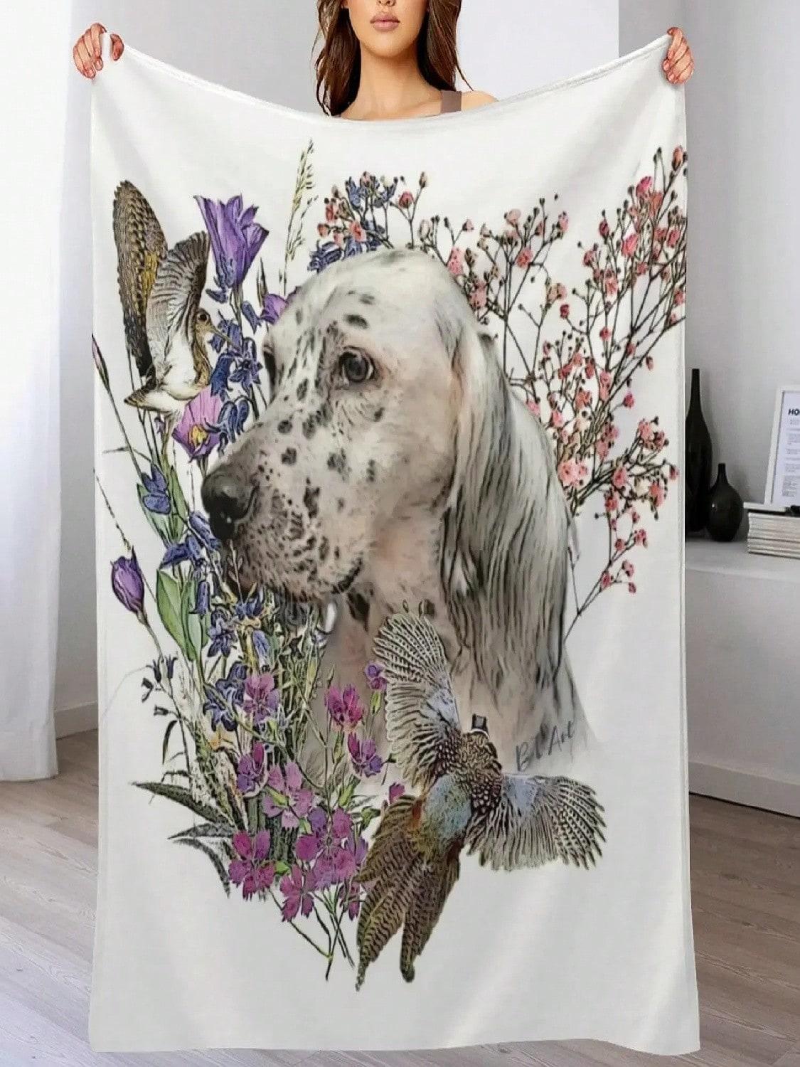 

The English Setter Portrait, Art Throw Blanket Blankets For Winter Beds For Babies Soft Blankets 75X95CM сірий колір
