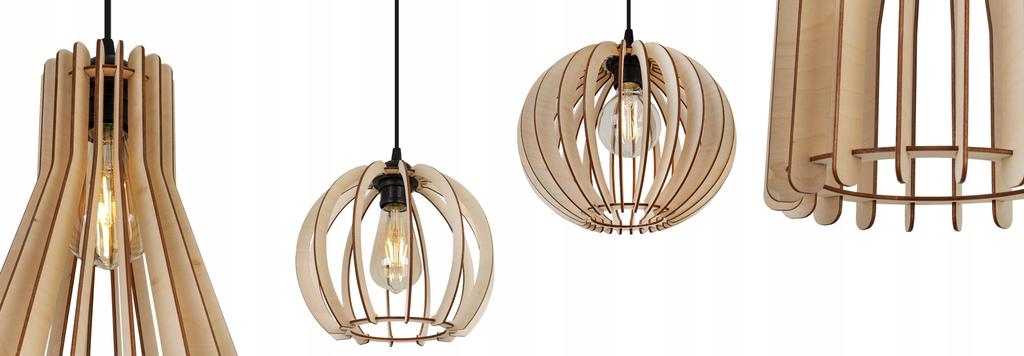MODERN WOODEN CEILING HANGING LAMP MIX LED