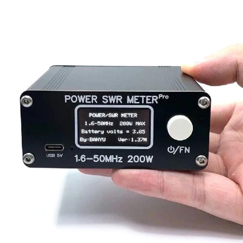 Accurate 200W Power SWR Meter 1.29" Screen for Shortwaved Communication Precise Measurement 50h Long Service Life