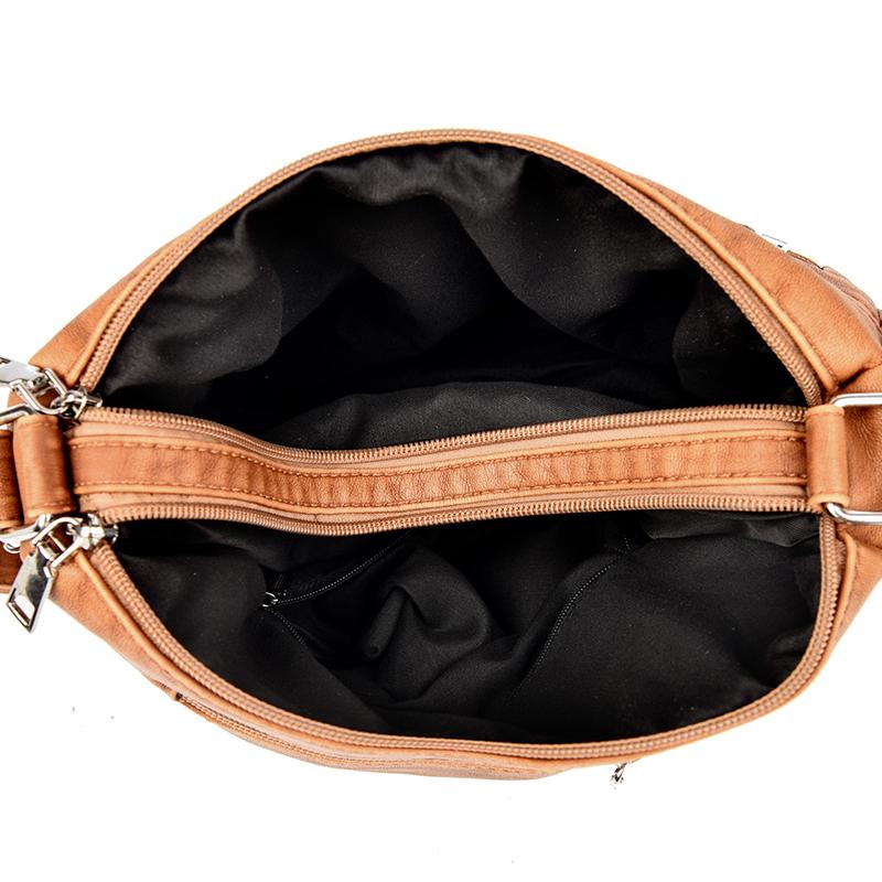 Large Capacity Shoulder Bag Women's Multi-Layer Lightweight Soft Leather Crossbody Bag