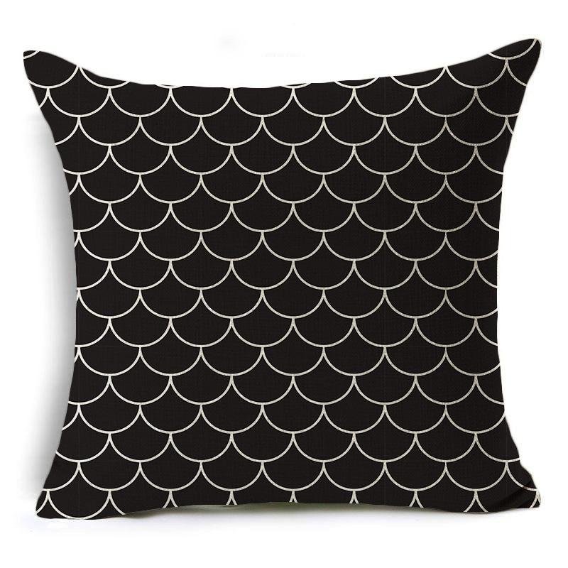 Modern Simple Black and White Geometric Linen Pillow Case Home Sofa Pillow Cushion Cover Soft Decoration