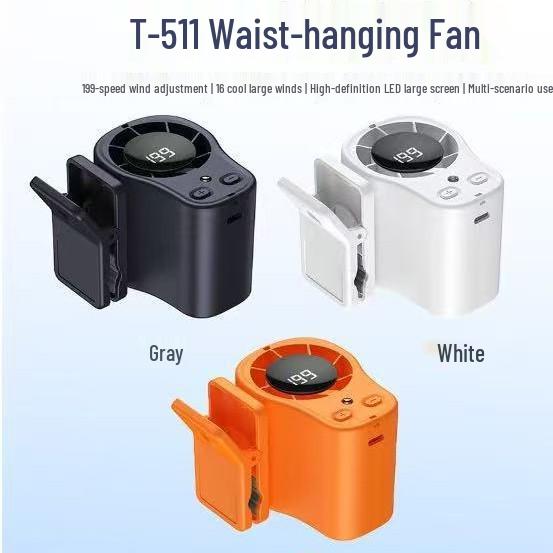 T511 High-Speed Rechargeable Waist & Neck Fan with Long Battery Life - Mini Portable Clip-on