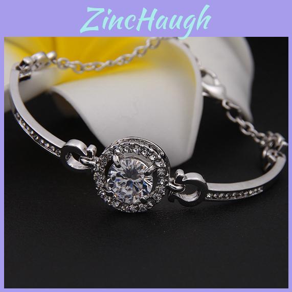 Elegant Zircon Gemstones Button Bangle Bracelet In Stainless Steel For Stylish Girls