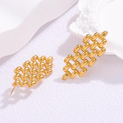 Orecchini in Acciaio Inossidabile Placcato Oro Stile Europeo e Americano per Donne - High-End, Non Scoloriscono, Design di Nicchia