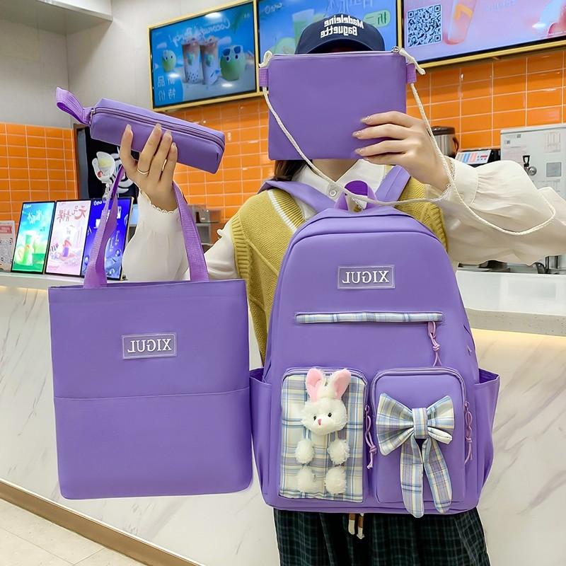 

Рюкзак большой емкости с медведем, школьный рюкзак с бантом, набор