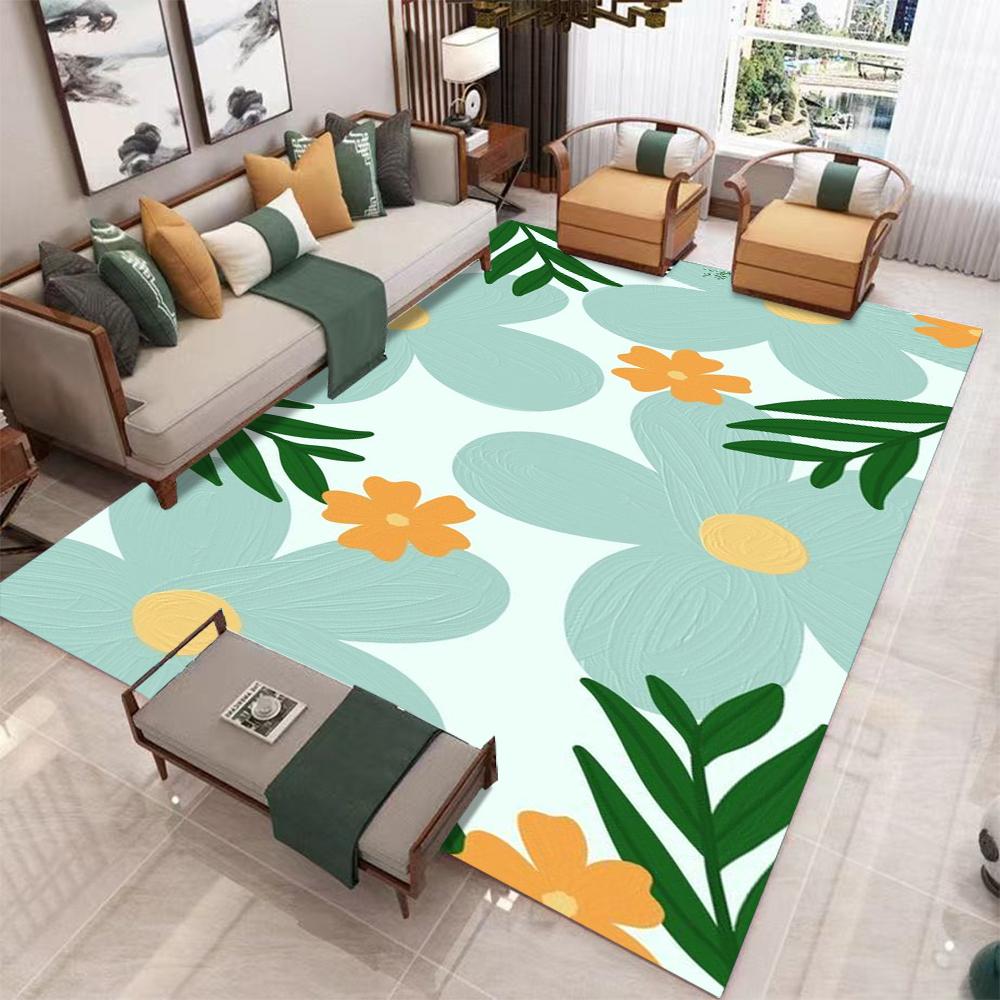 Boho Multi-Color Big Daisy Flower Print Rug Retro Floral Design Non Slip Living Room Bedroom Floor Mat  Moderne Home Dekoration