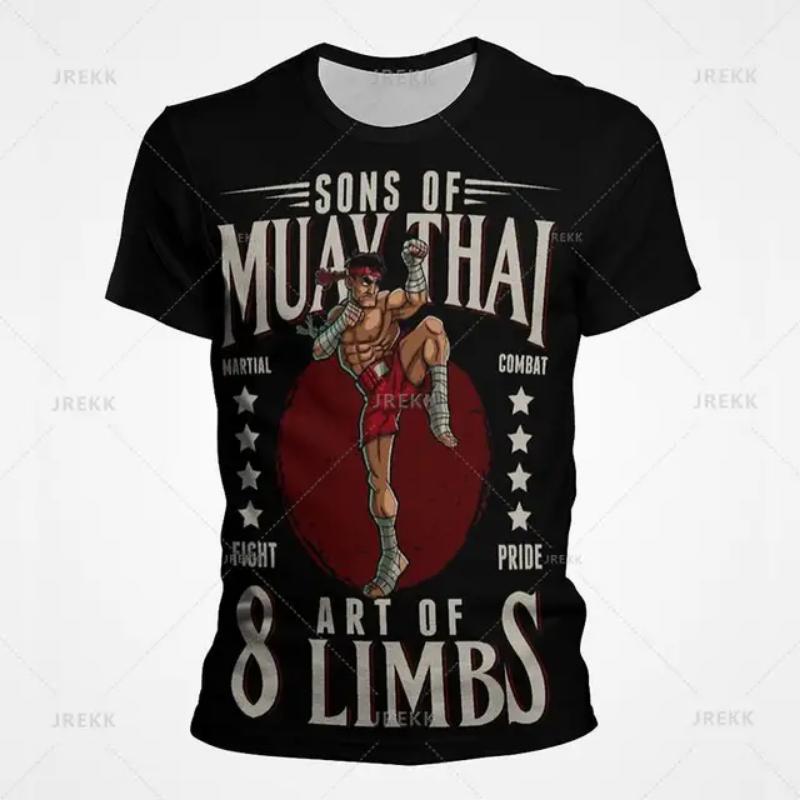 Muay Thai Gym Graphic T Shirt For Men 3D Thai Boxing Sports Printed Tee Shirts Kids Cool Streetwear Short Sleeves Quick Dry Tops