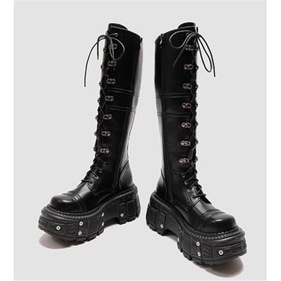 Fashion Long Boots Women Gothic Shoes Platform Knee High Boots Punk Black Sexy Motorcycles Boots 2024 New Halloween Cosplay Women Boots