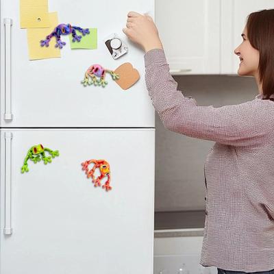 3D tištěný magnet na lednici žába pohyblivé klouby žába fidget hračka artikulovaný model zvířete figurka magnetická dekorace na lednici žába