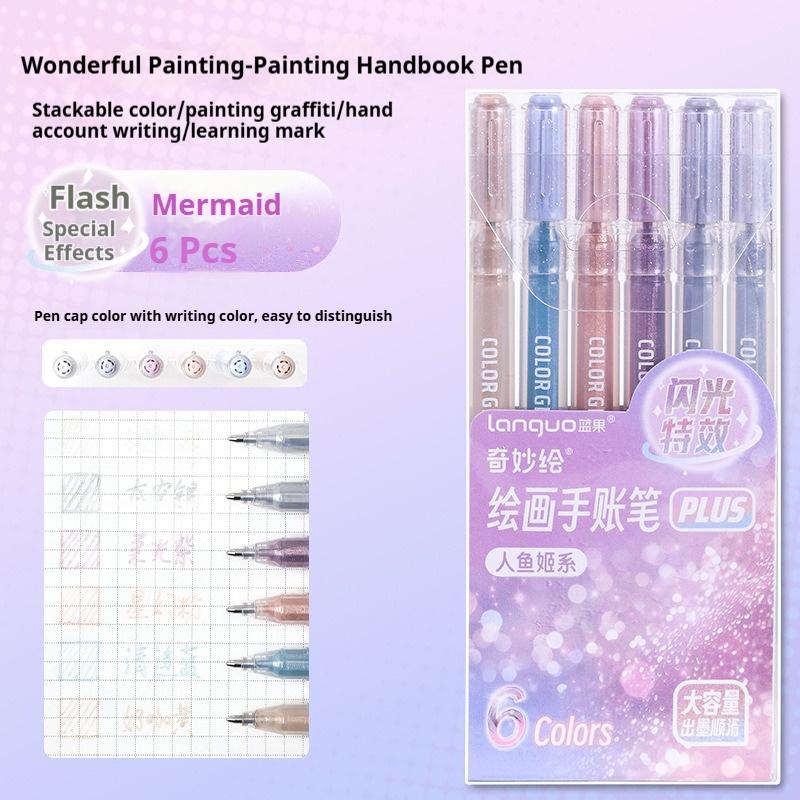 LANGUO 72/24/16 Colors Glitter Effects Gel Pen 1.0mm Large Capacity Students Writing Pen Painting Drawing Coloring Art Markers