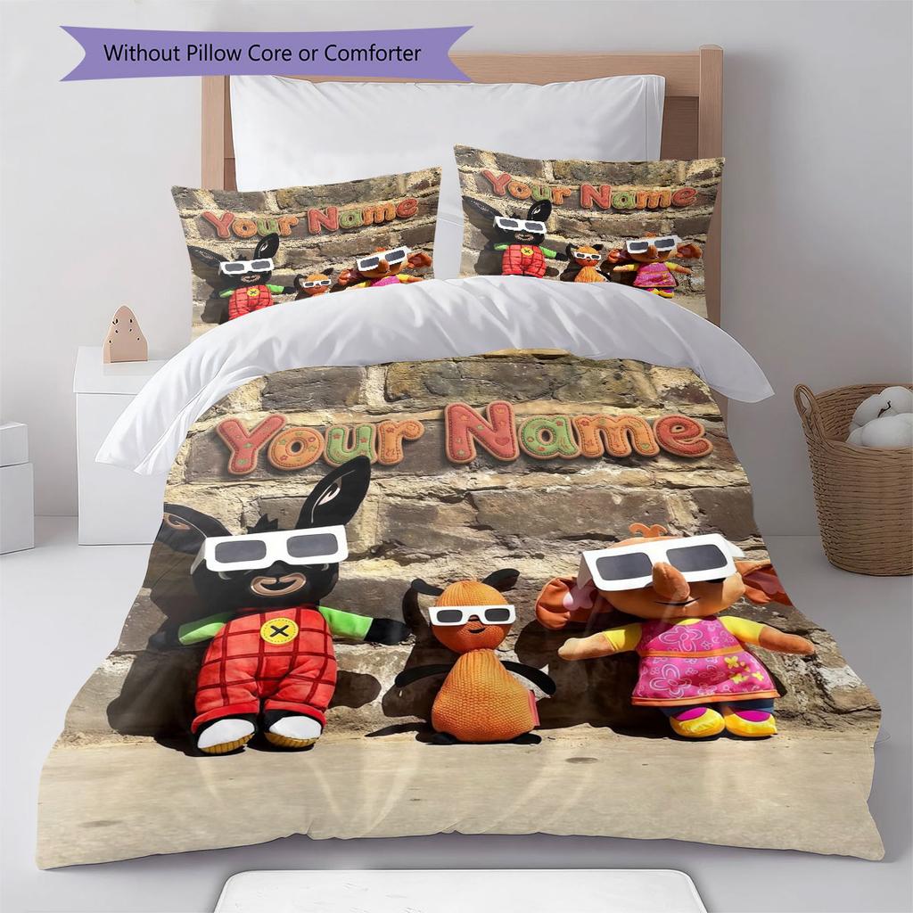 Bing Custom Name Pattern Bedding,Quilt Set Quilt Cover Pillowcase Home Birthday Gift(1 * duvet cover + 2 * pillowcase, without core)