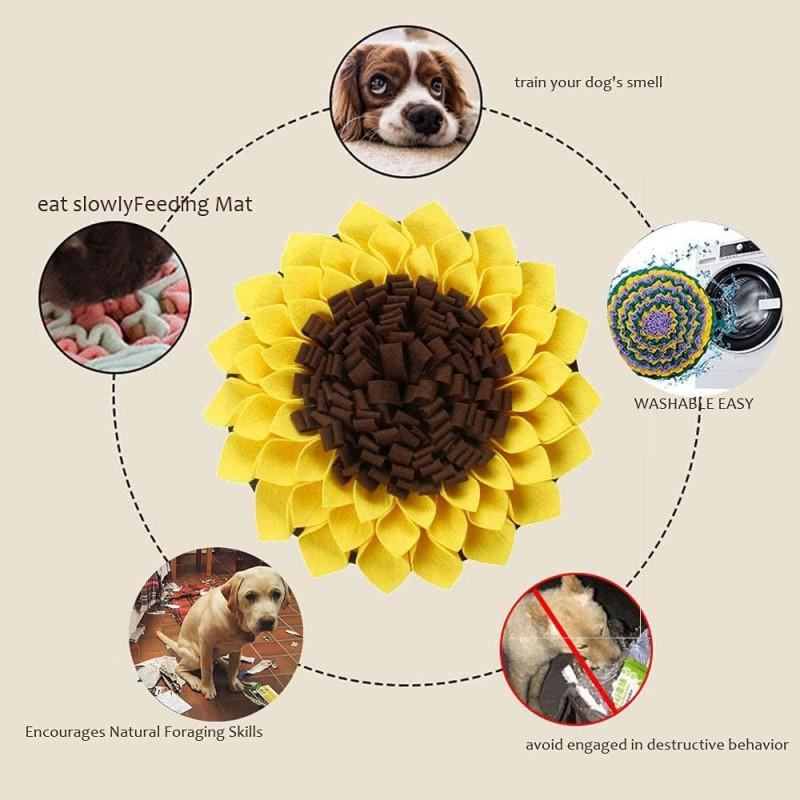 Dog Snuffle Mat Slow Feeding Scent Training - Felt Puzzle Toy Mental Stimulation Yellow