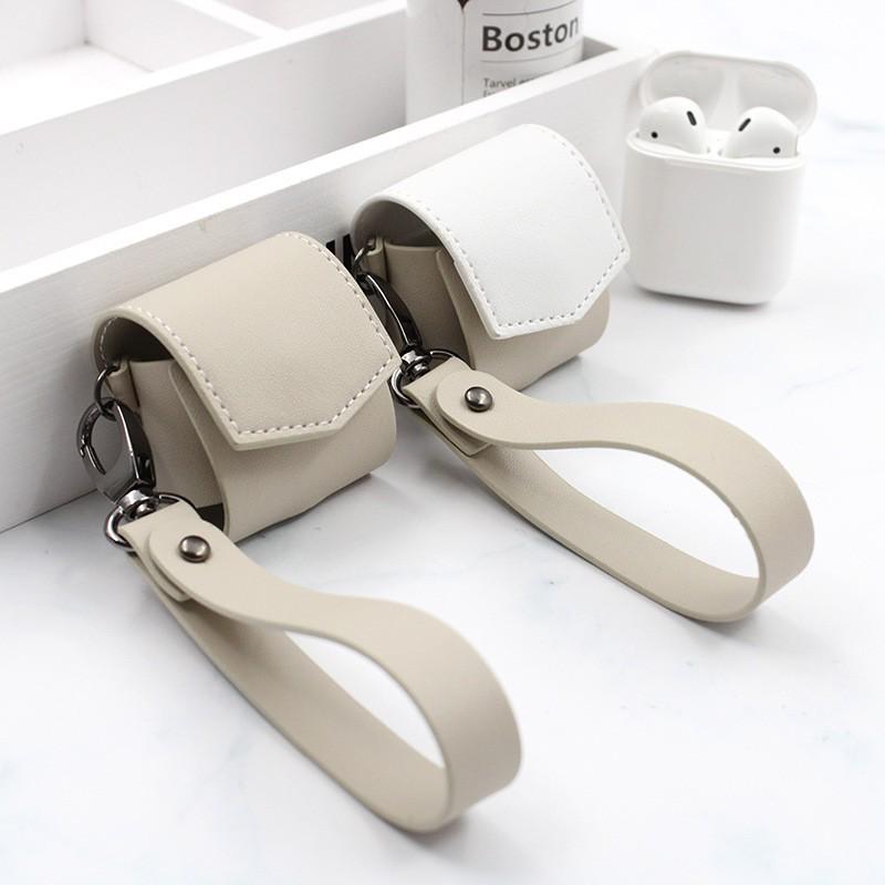 PU Leather AirPods Protective Case with Portable Anti-lost Lanyard